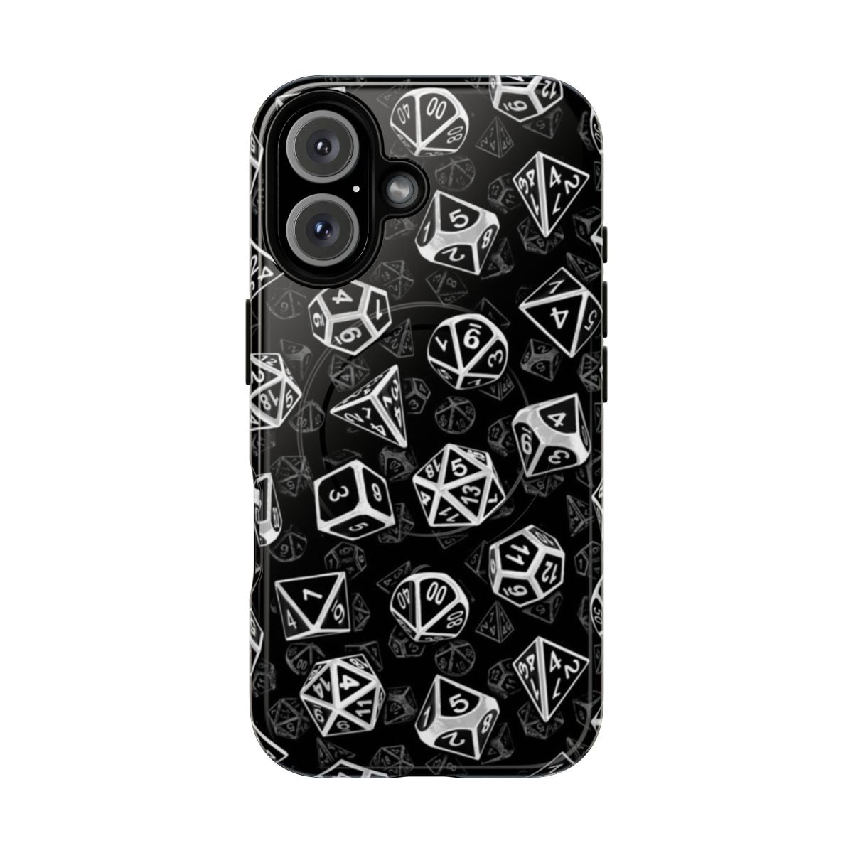 D20 dice pattern magnetic tough phone case for tabletop RPG fans