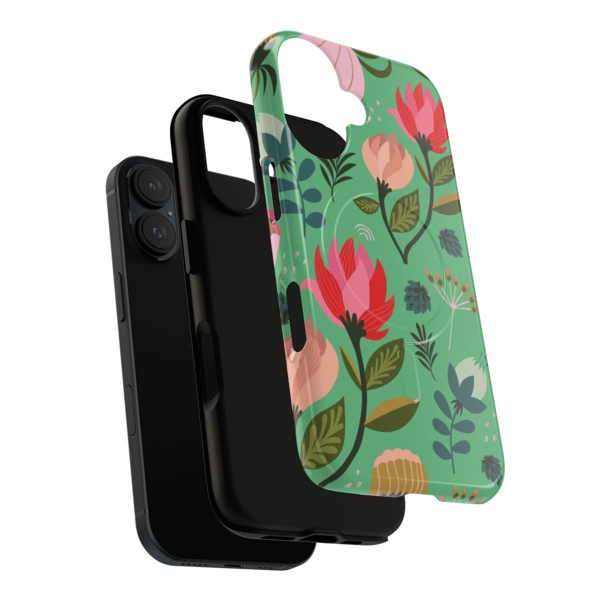 Floral tough magnetic phone case with pretty flower pattern - Layers