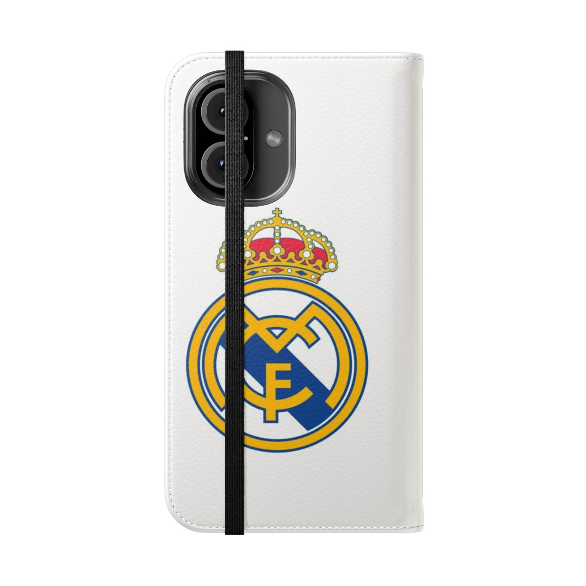 Madrid CF inspired phone flip cover case with team logo - Folded Front