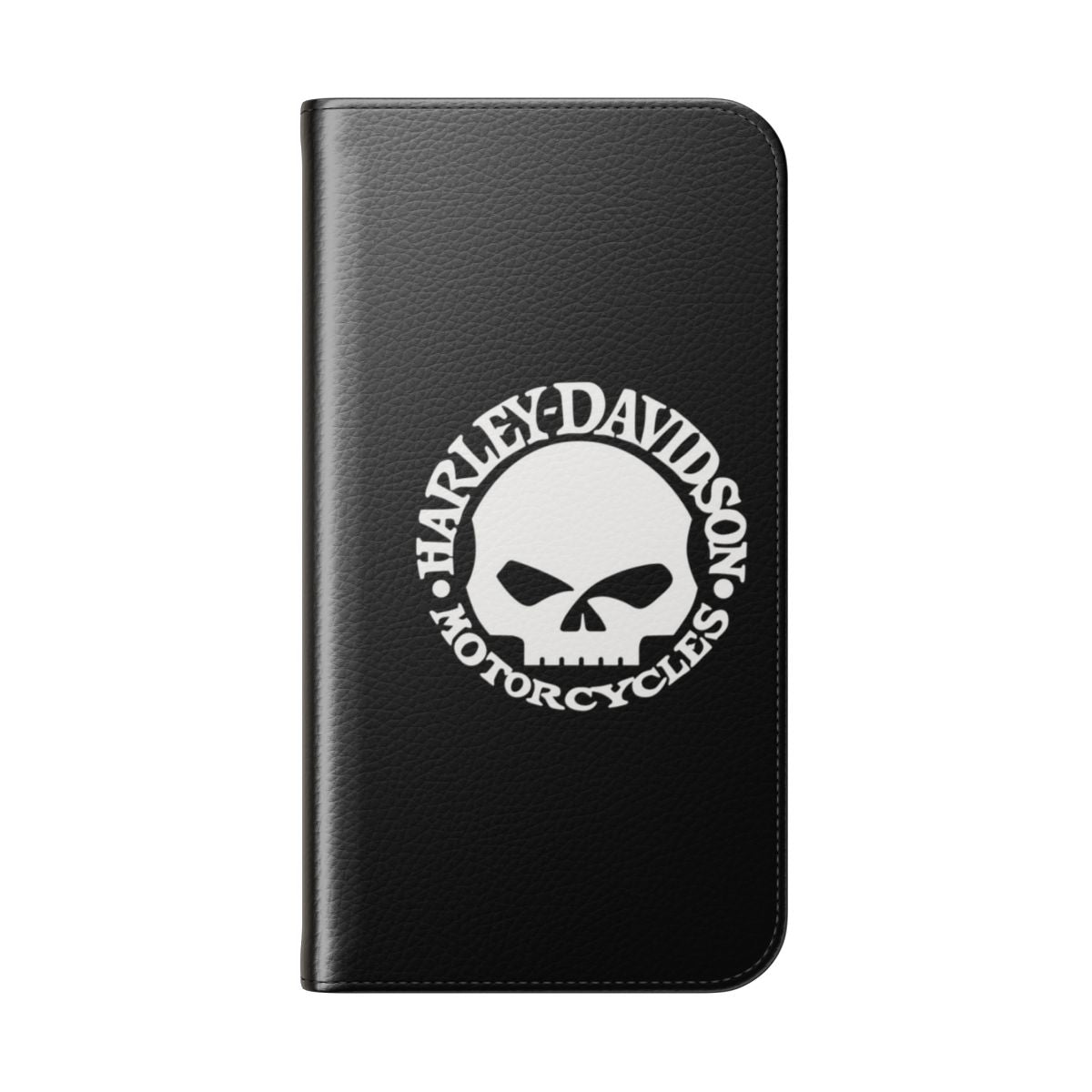 Motorcycle flip cover phone case featuring a cruiser motorcycle design - Folded Back