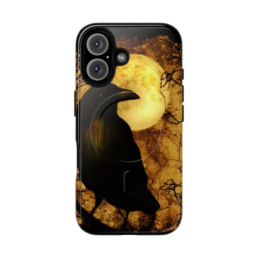 Raven-themed dark gothic phone case with a mysterious, haunting design