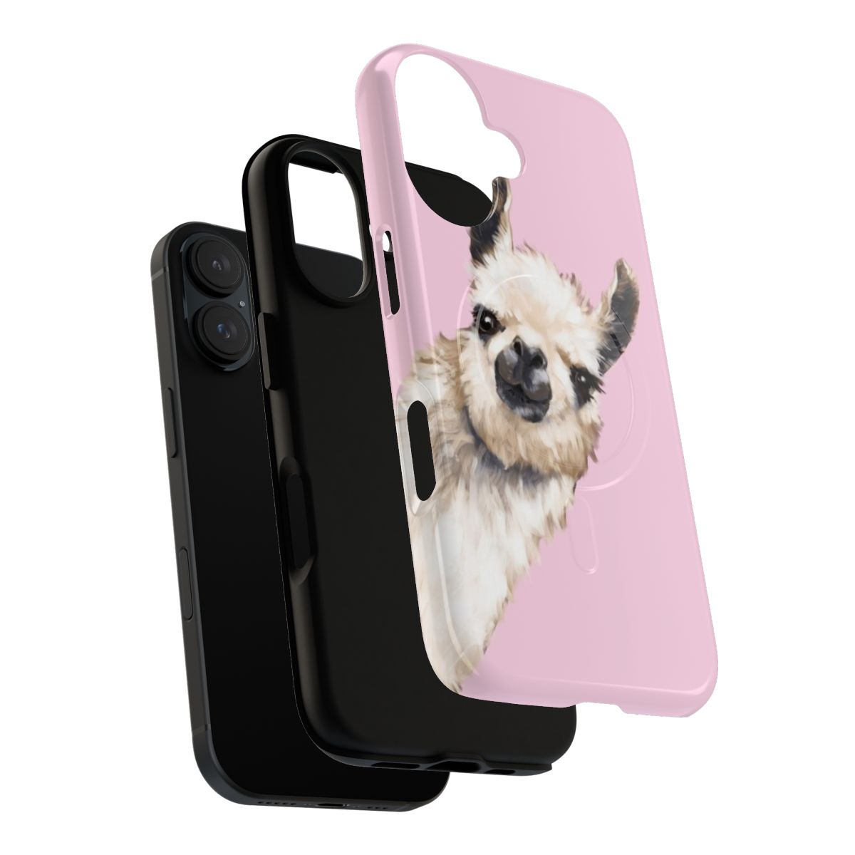 Magnetic protective phone case featuring a cute llama design - Layers