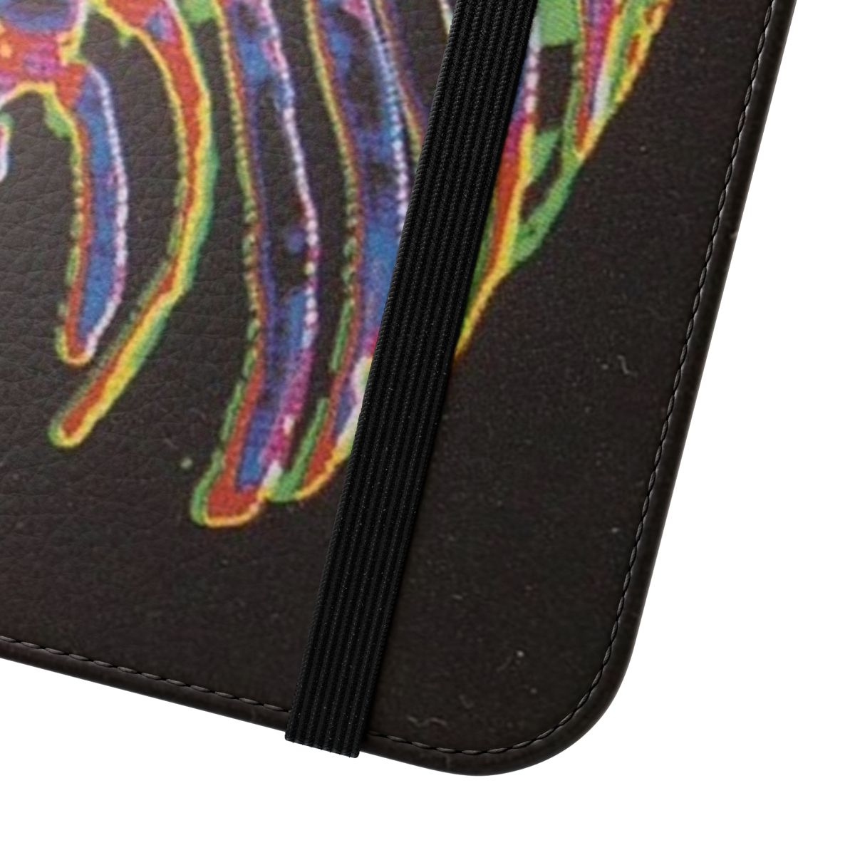 Aesthetic skeleton-patterned flip cover phone case with thermal design - Close Up