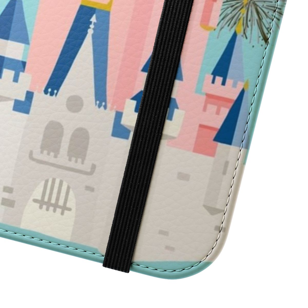 Whimsical fairy tale castle phone case with sparkly design - Close Up