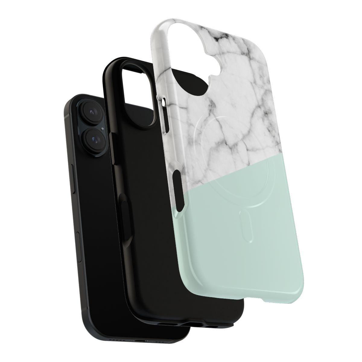 A sleek and stylish marble and pastel mint green phone case - Layers