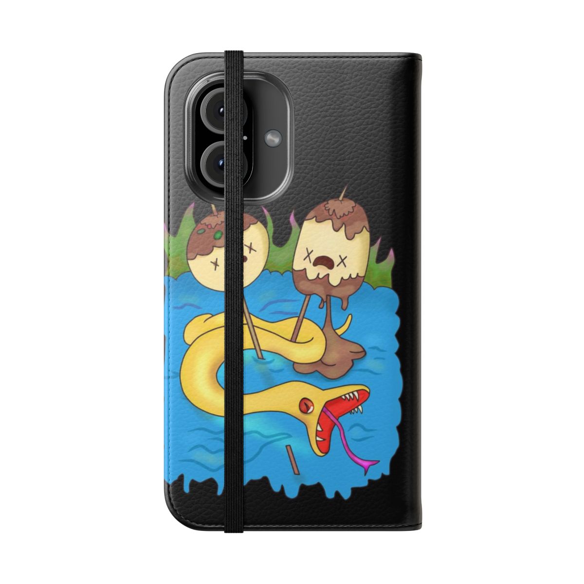 Flip cover phone case featuring Marceline the Vampire Queen and Princess Bubblegum from the animated series Adventure Time - Folded Front