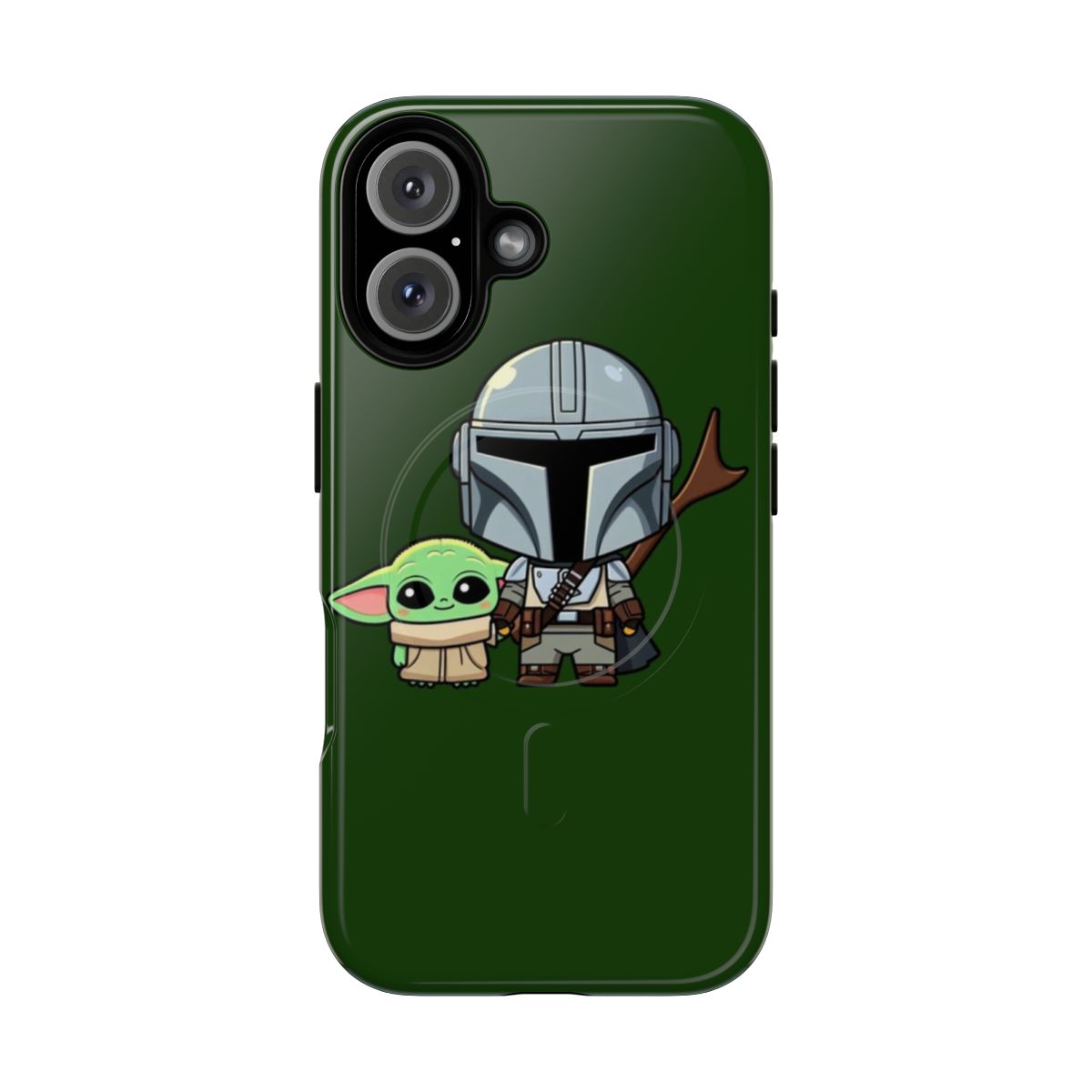 Retro-style Mandalorian and Baby Yoda magnetic tough phone case