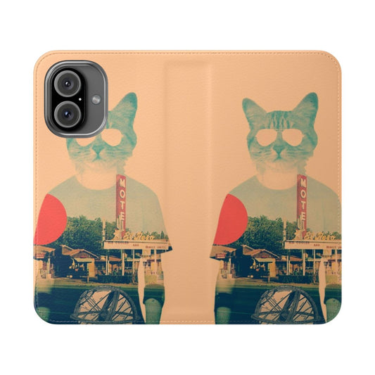 A vibrant and eye-catching phone case featuring a cool cat graphic design.