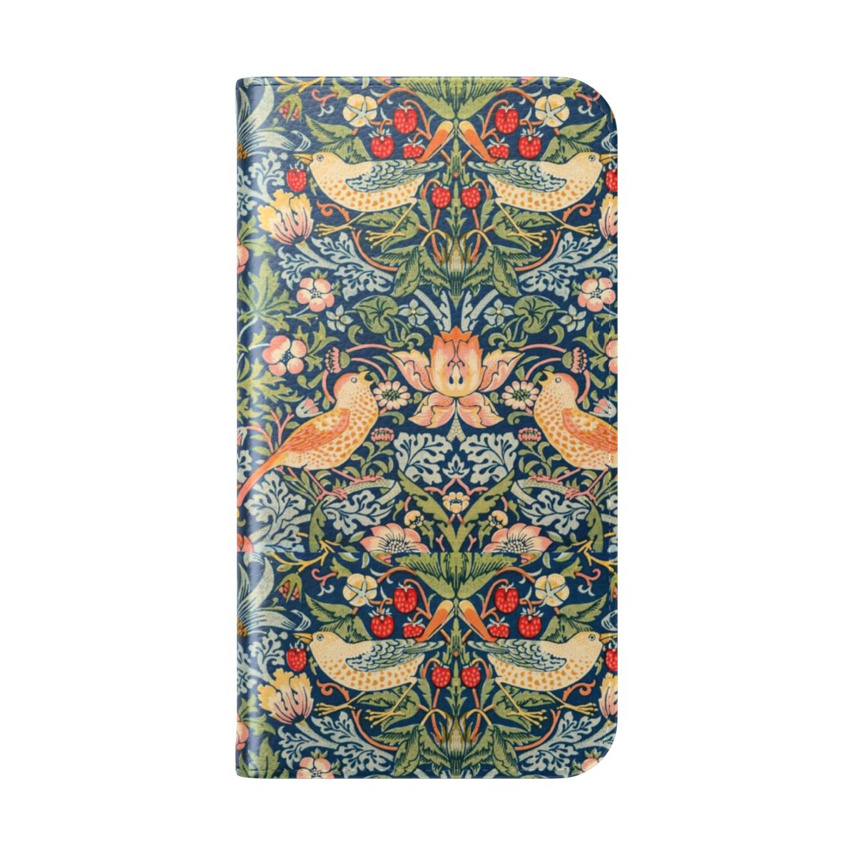 Vintage-inspired botanical phone case featuring a lush floral pattern in shades of green - Folded Back