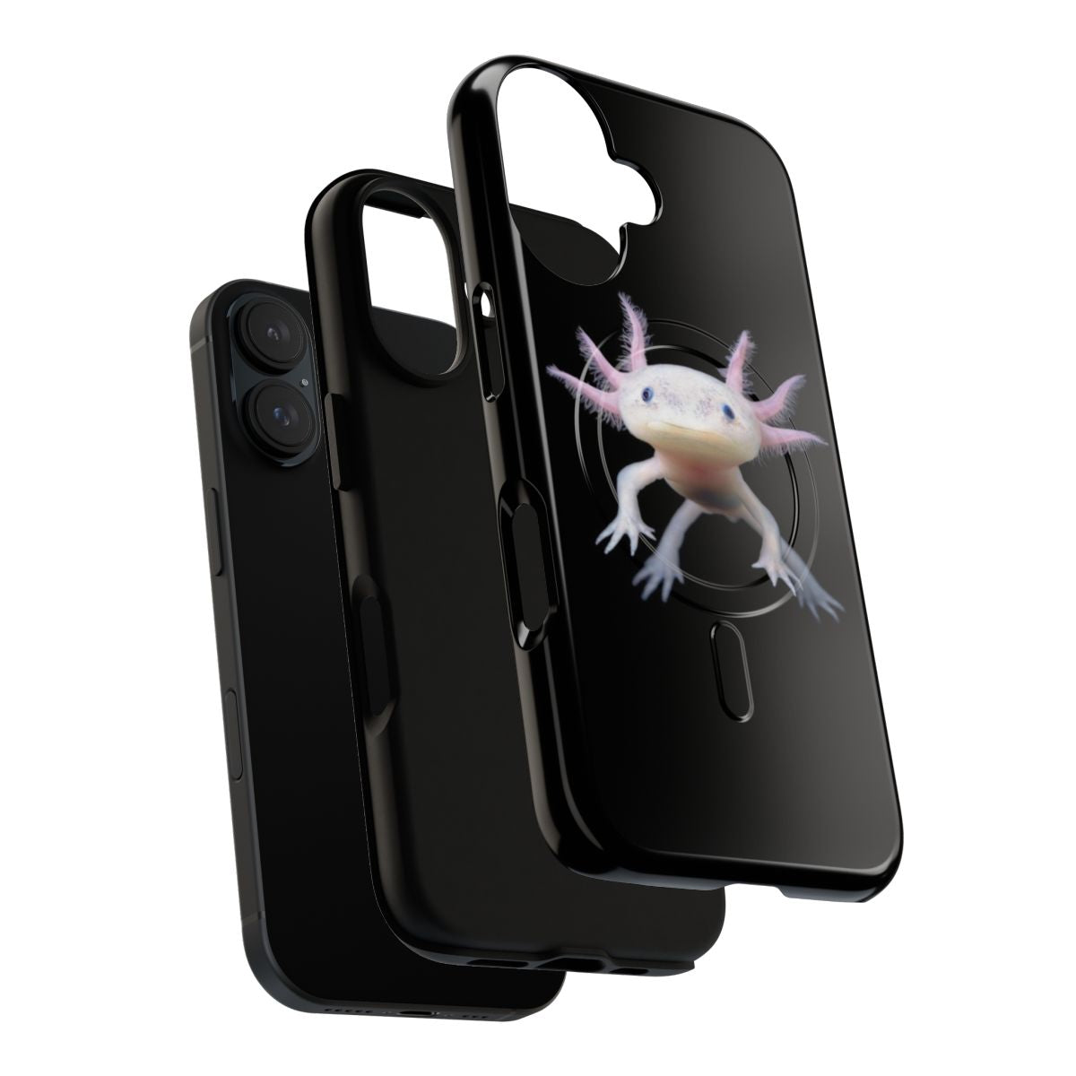 Axolotl-themed magnetic protective phone case - Layers