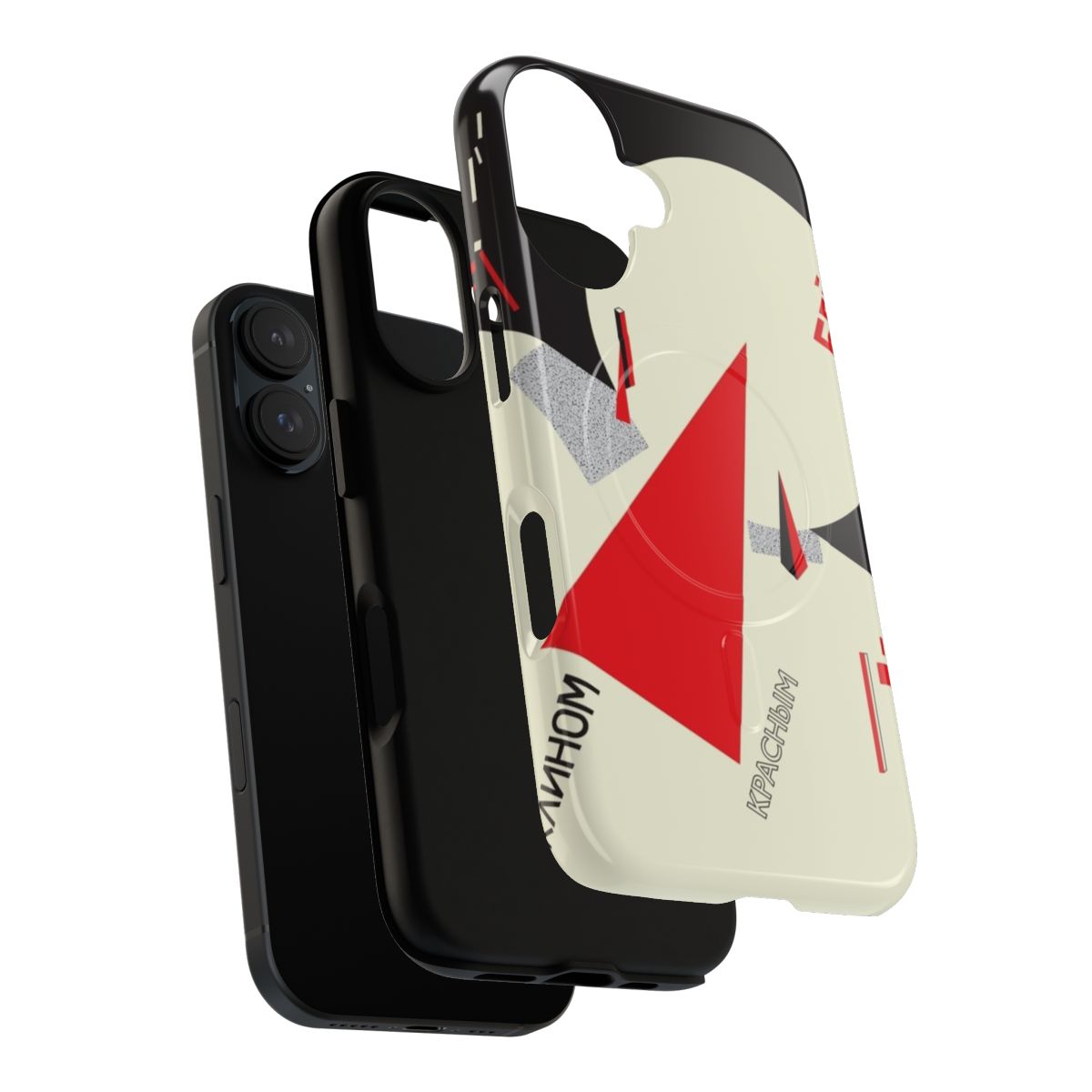 Artistic phone case featuring elements of Russian Constructivism design - Layers