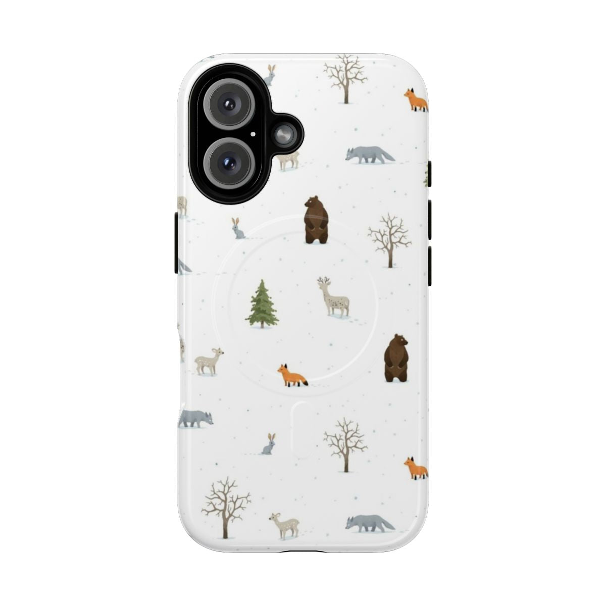 Winter forest animals pattern magnetic tough phone case