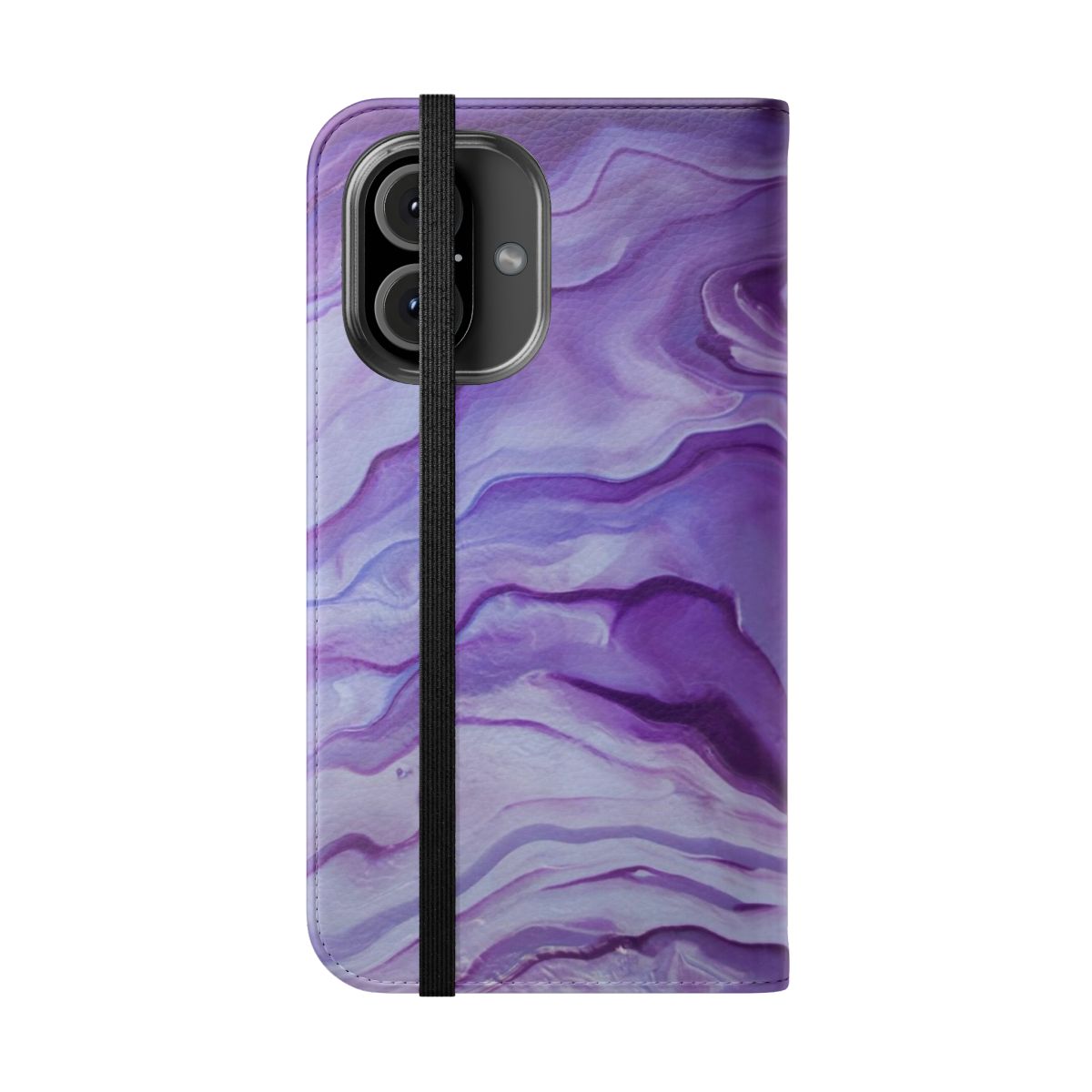 Stylish amethyst-colored marble effect phone case - Folded Front