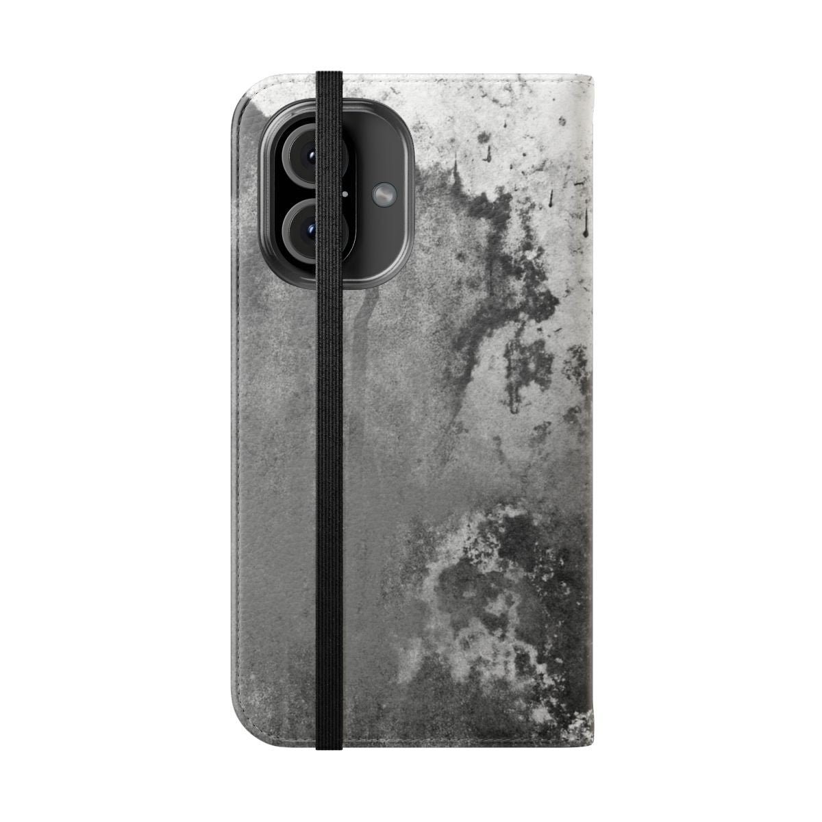 Abstract, grunge, vintage-style phone case with a textured, worn pattern - Folded Front