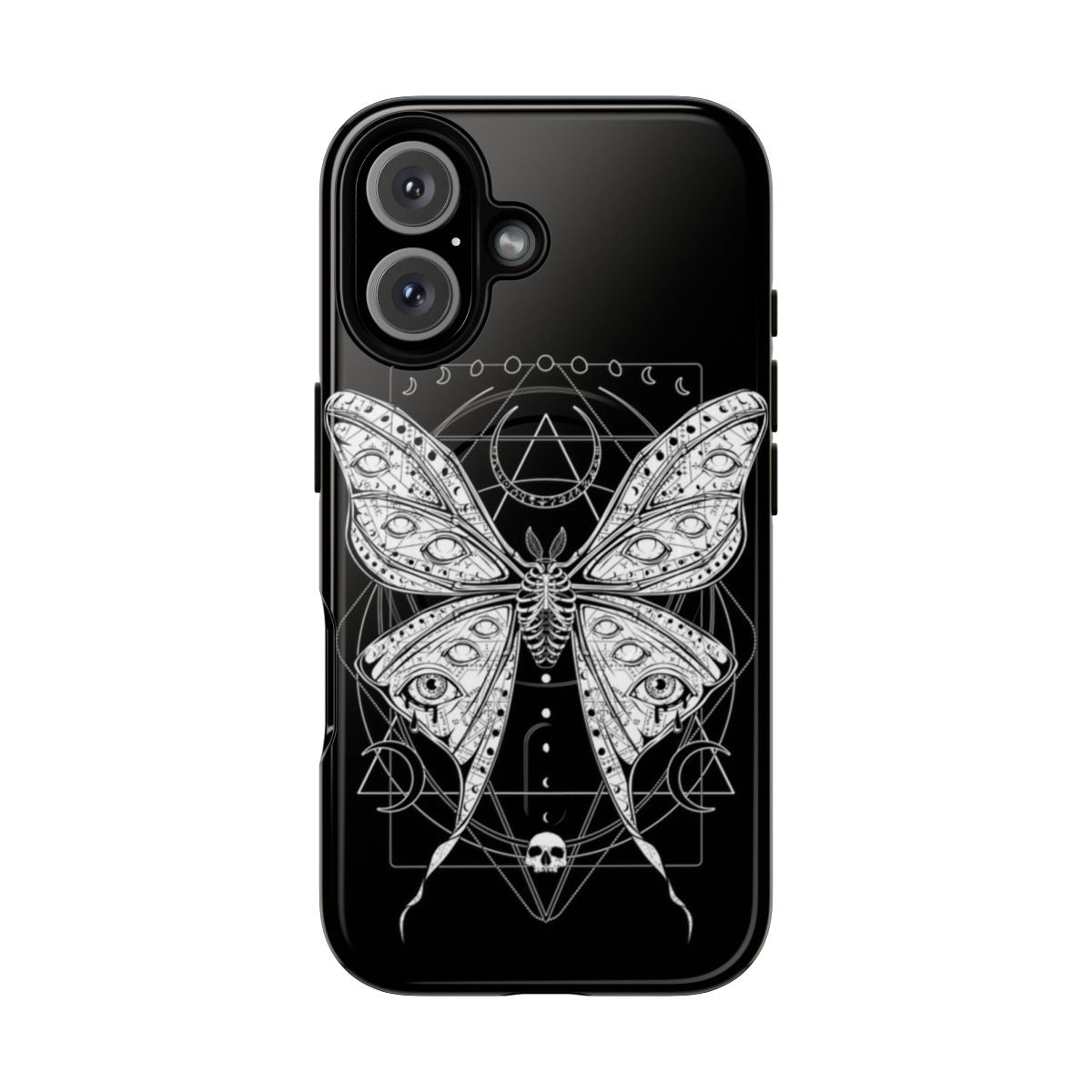 A macabre luna moth inspired phone case with a dark and magical design.