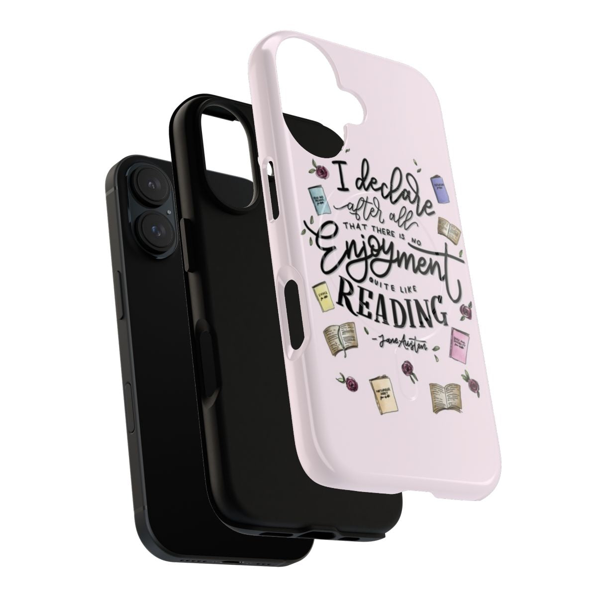 Magnetic phone case with Jane Austen-inspired hand lettered design - Layers