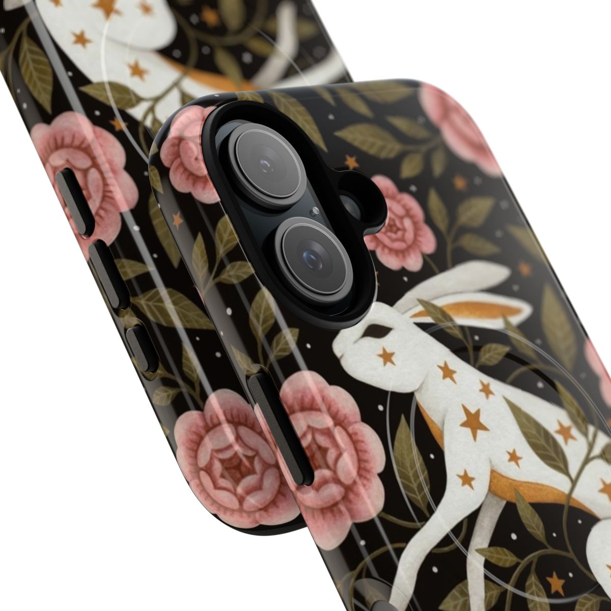 Enchanted nature-inspired phone case with magnetic closure and tough protective design - Detail