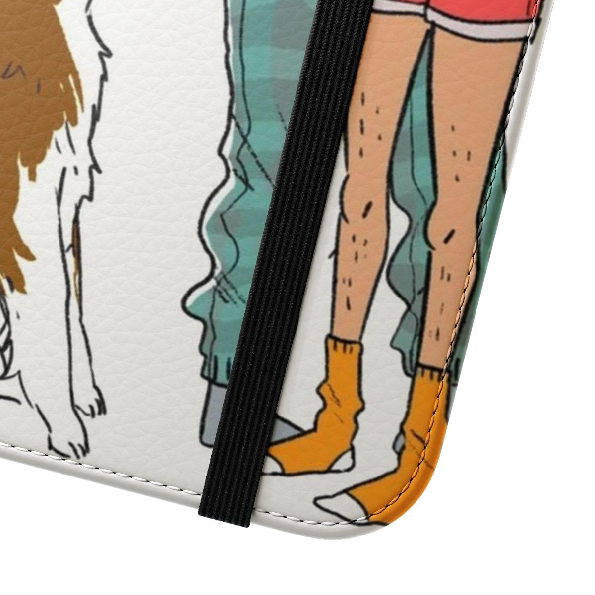 A stylish flip cover phone case featuring the Heartstopper characters Nick and Charlie. - Close Up