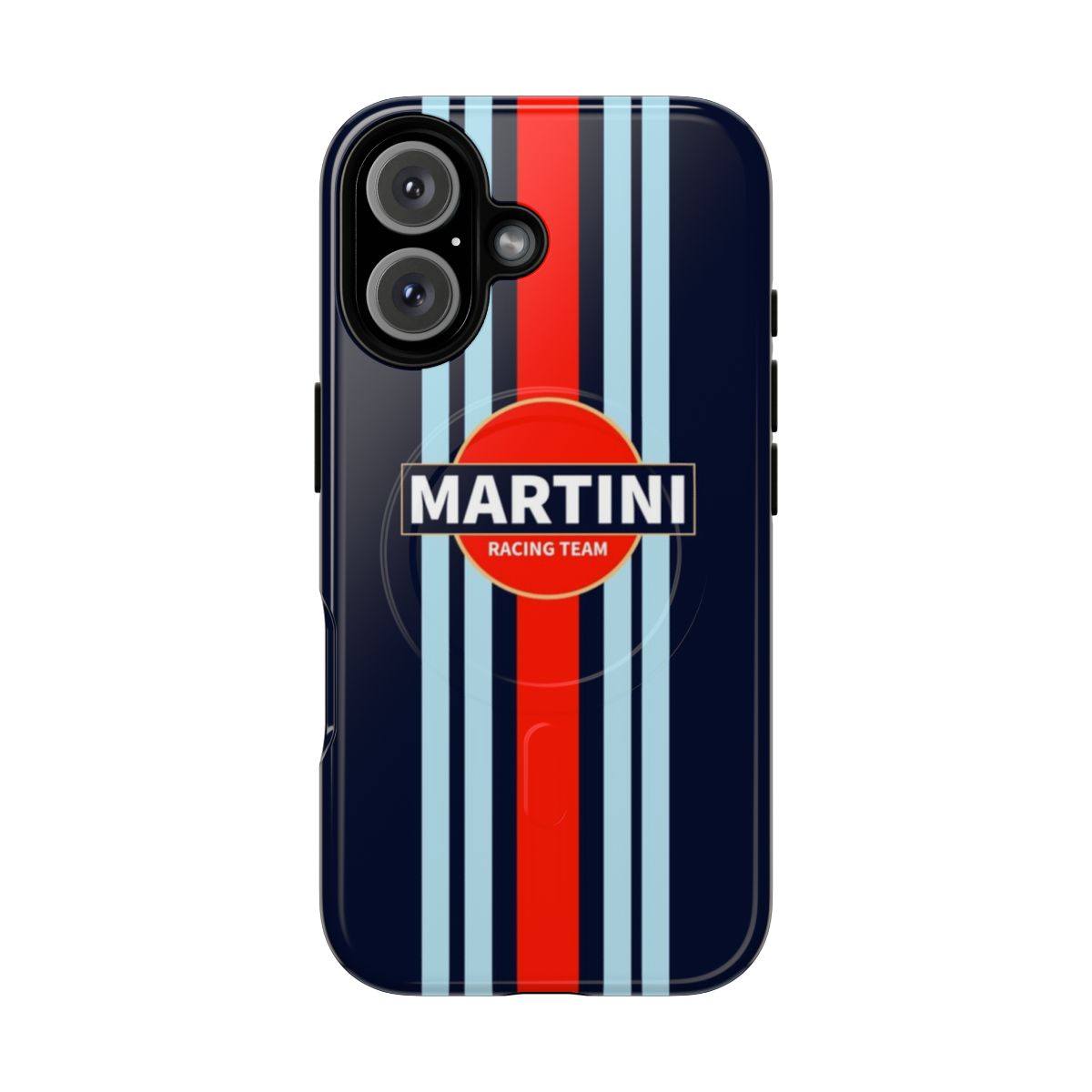 Magnetic phone case with retro racing livery design for motorsports enthusiasts