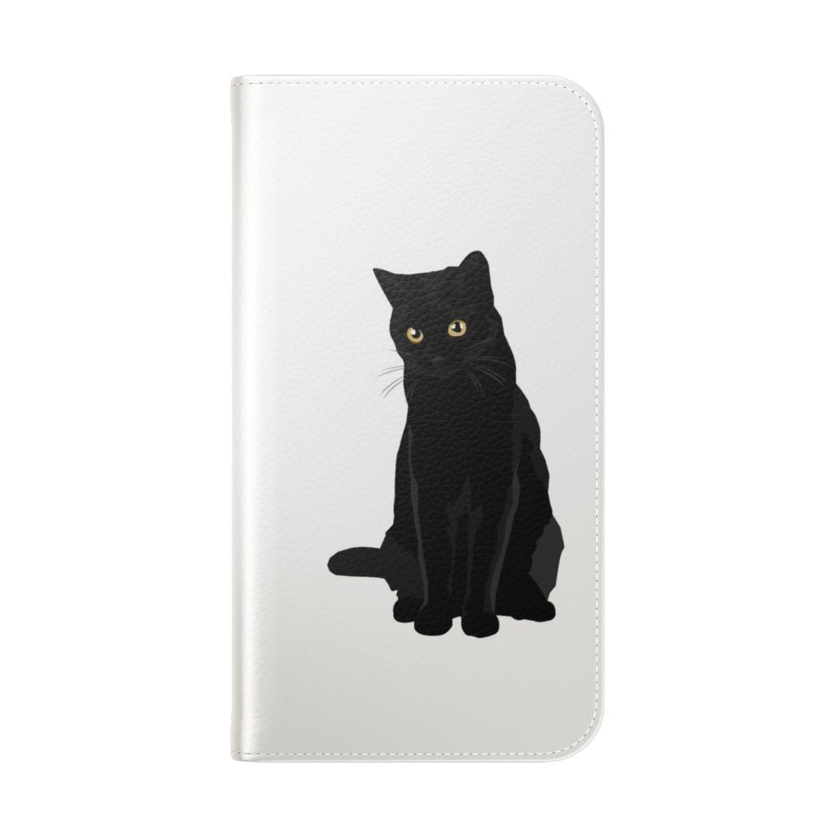 Sleek black cat phone case with elegant design - Folded Back