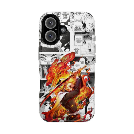 Demon Slayer inspired magnetic tough phone case featuring Rengoku Kyojuro