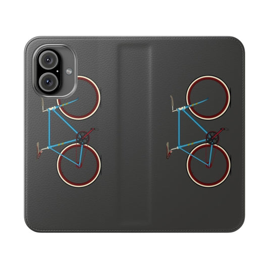 Vintage-style bicycle flip phone case for cyclists and bike enthusiasts