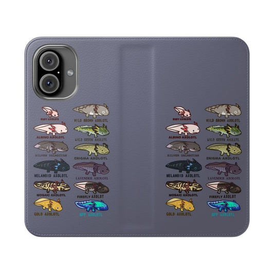 Colorful Axolotl Morphing Flip Phone Case