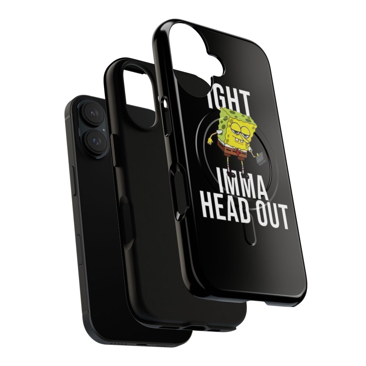 Spongebob-inspired phone case with "Ight Imma Head Out" meme design - Layers