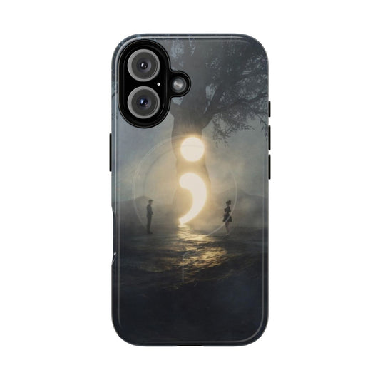 Semicolon - Continue Magnetic Tough Phone Case with Photomanipulation of a Couple, Tree, and Typography