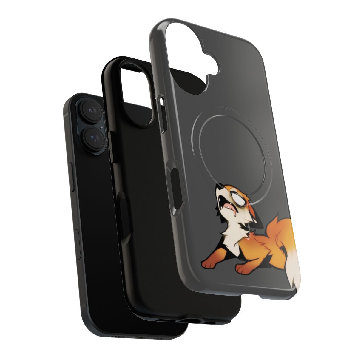 Magnetic tough phone case with a cute, furry fox design for anxiety relief - Layers