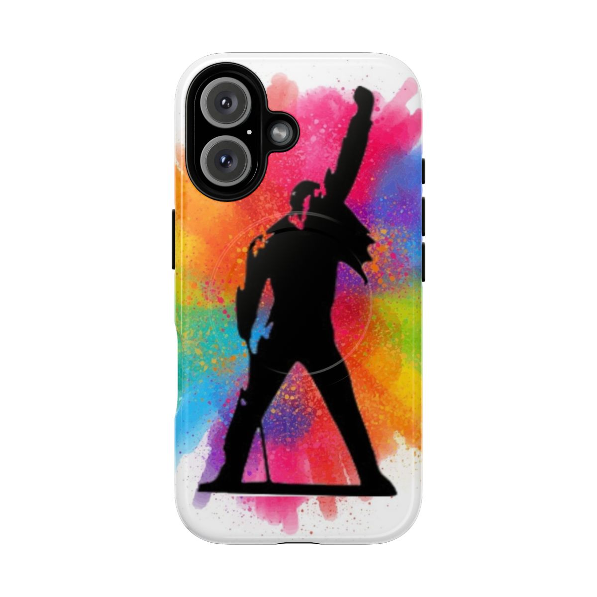 Magnetic tough phone case featuring a Freddie Mercury and Queen pride design