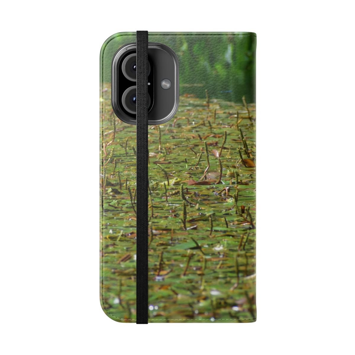 Nature-Inspired Froggy Pond Flip Cover Phone Case - Folded Front