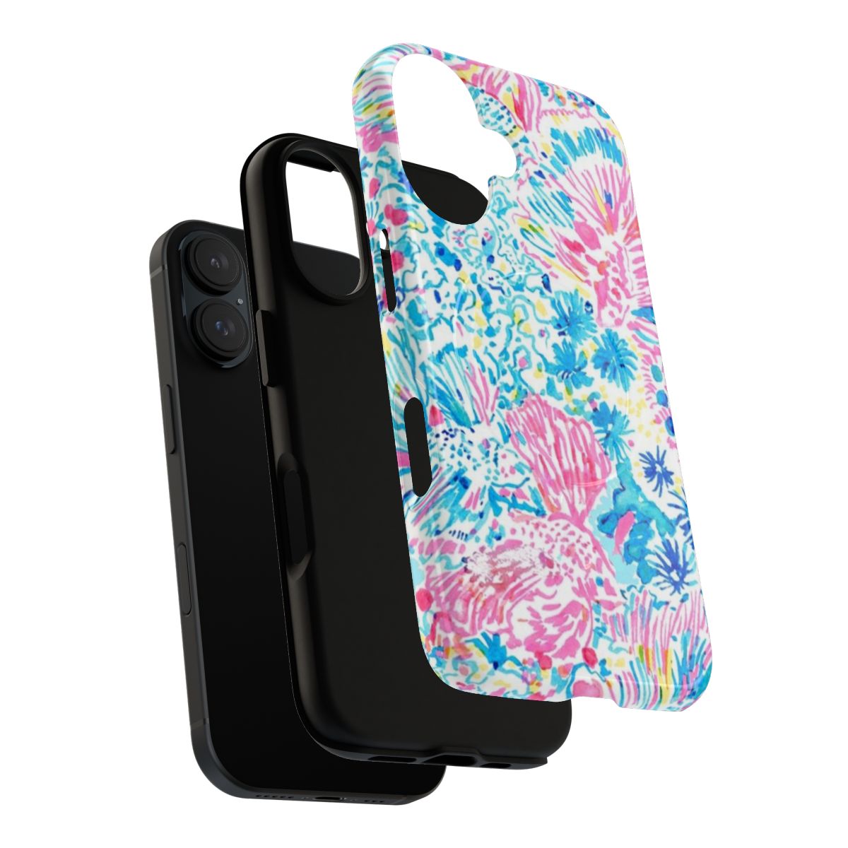 Colorful tropical fish design on a magnetic tough phone case - Layers