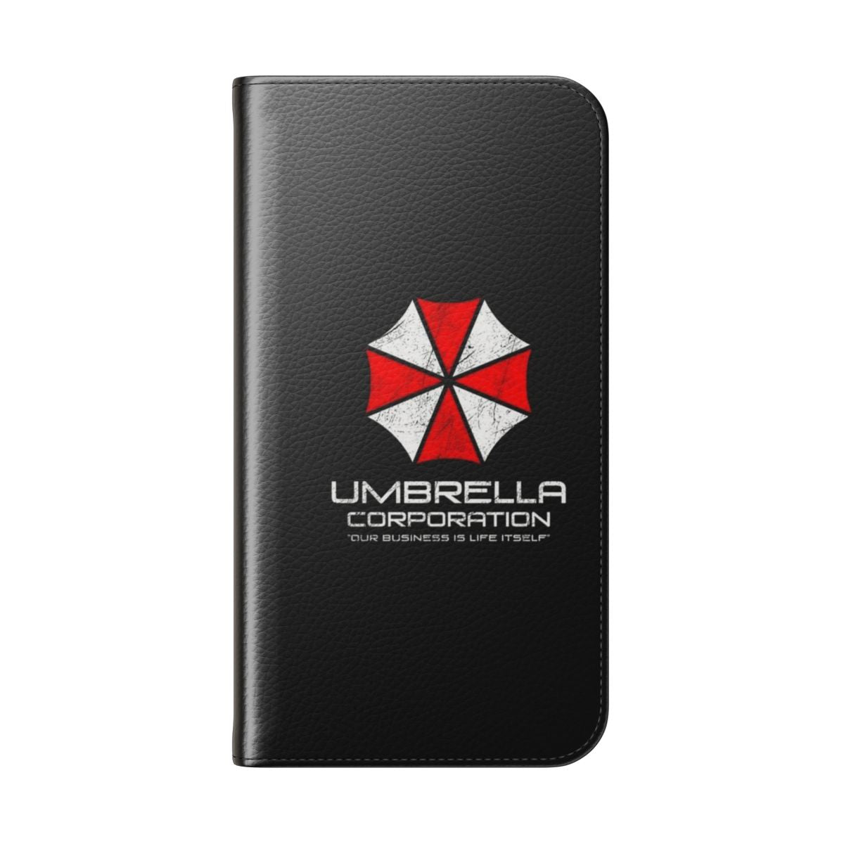 Umbrella Corporation-inspired flip cover phone case for smartphones - Folded Back