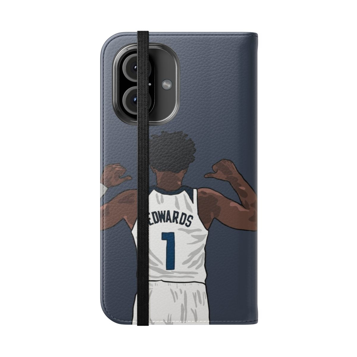 Basketball-themed phone case featuring Anthony Edwards, star player of the Minnesota Timberwolves - Folded Front