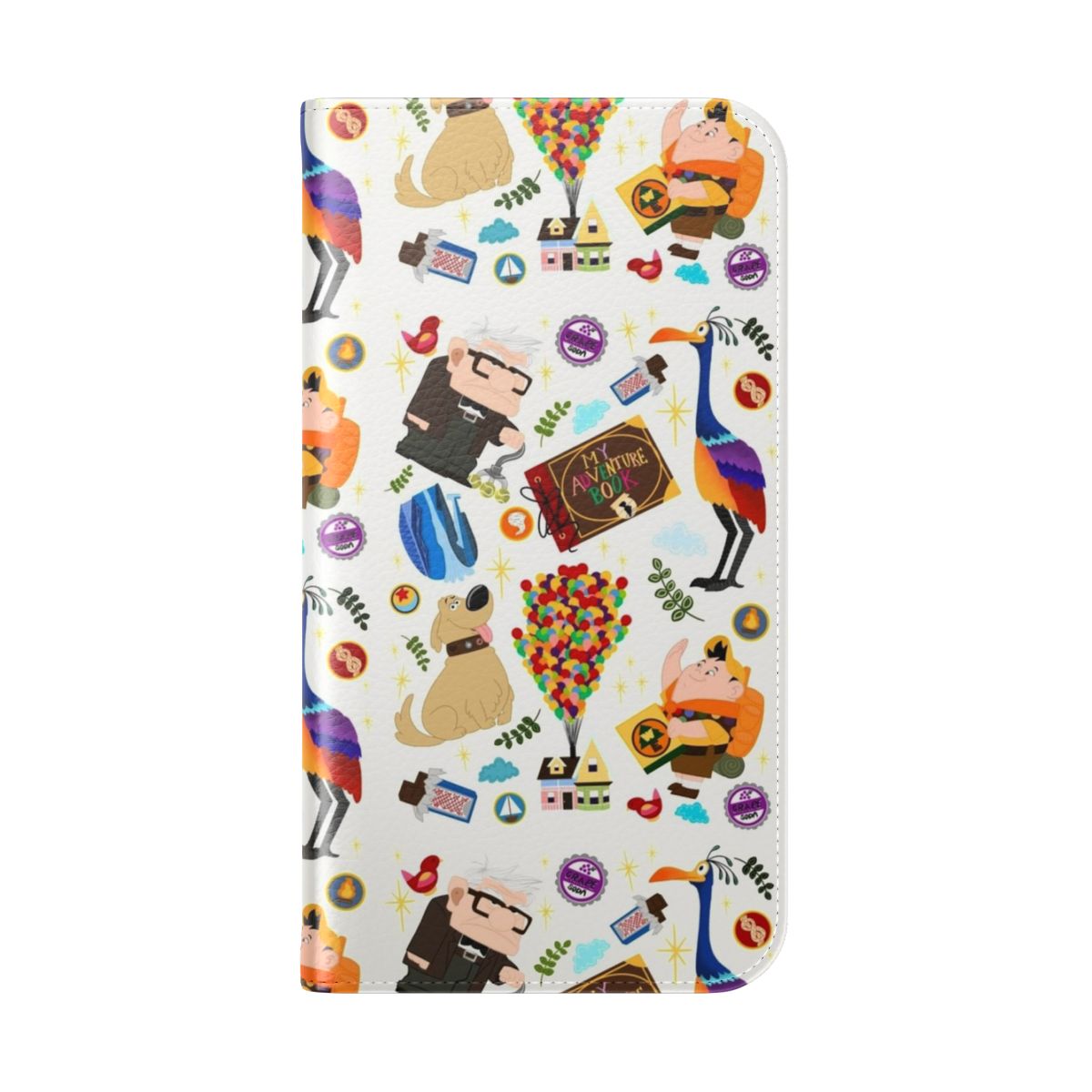 Flip cover phone case with illustrations inspired by the Pixar movie "Up" - Folded Back