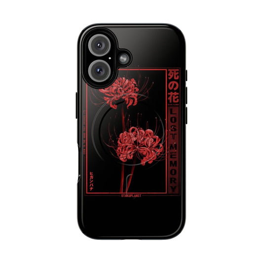 Japanese spider lily flower in a soft grunge anime aesthetic design on a magnetic phone case