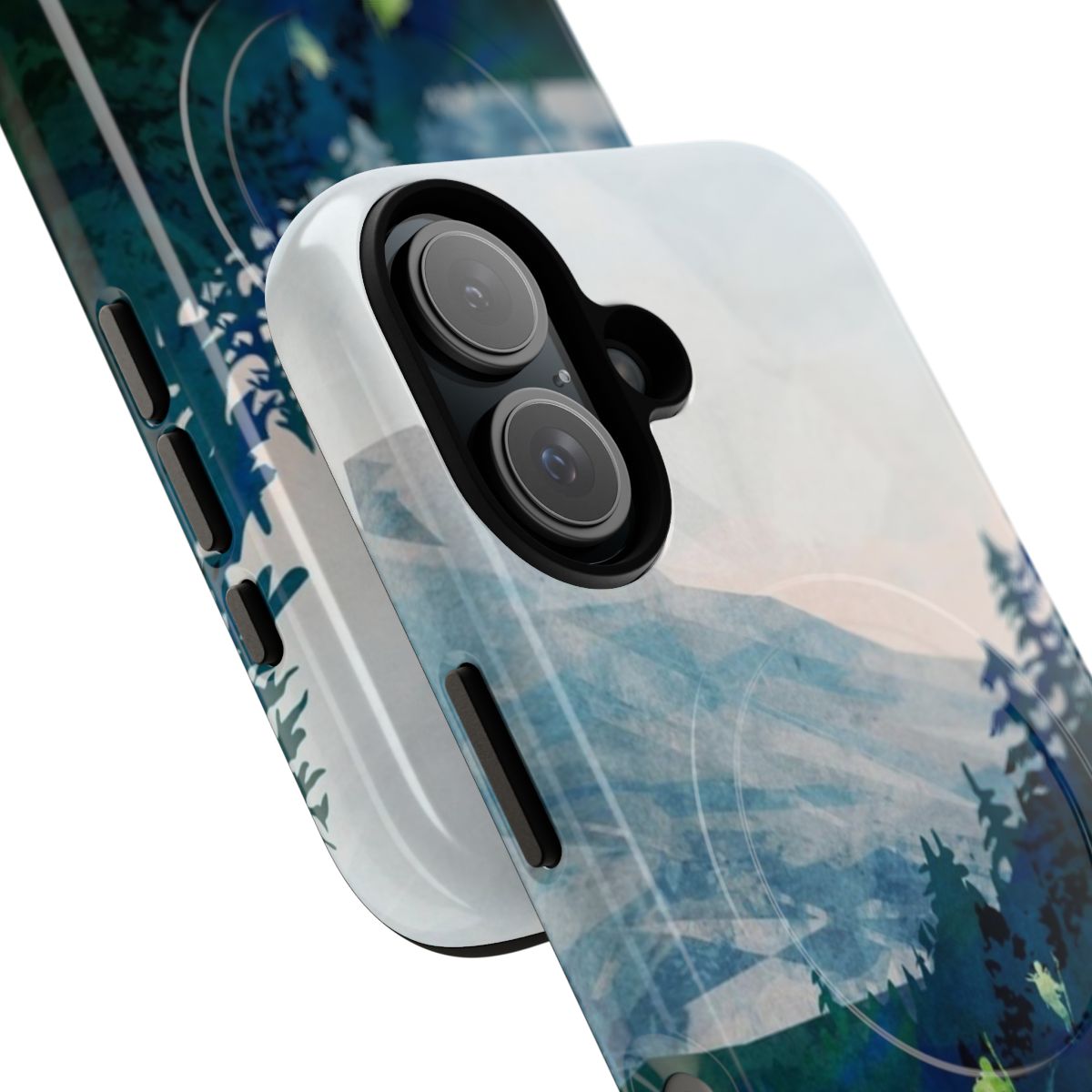 Jade Magnetic Tough Phone Case with Serene Landscape Artwork - Detail