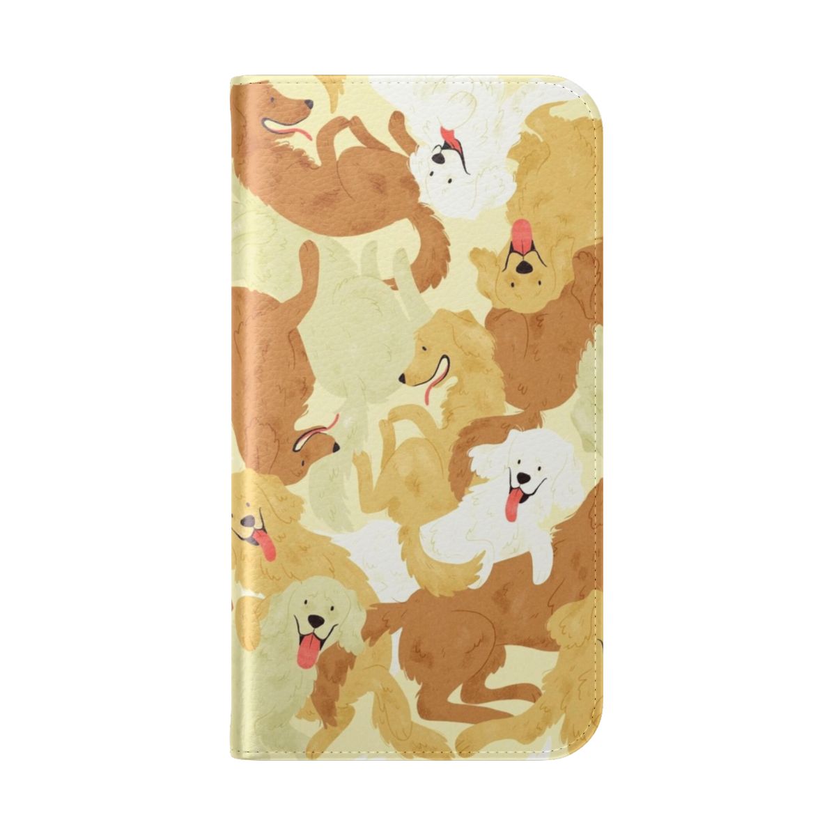 Golden retriever dog print on a stylish flip phone case - Folded Back