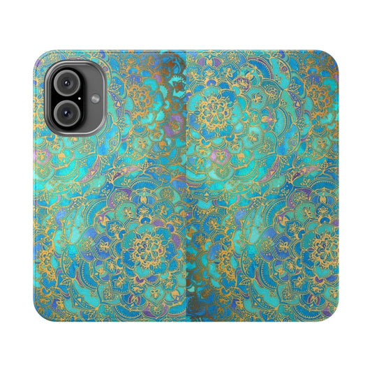 Colorful mandala pattern phone case with a stained glass design