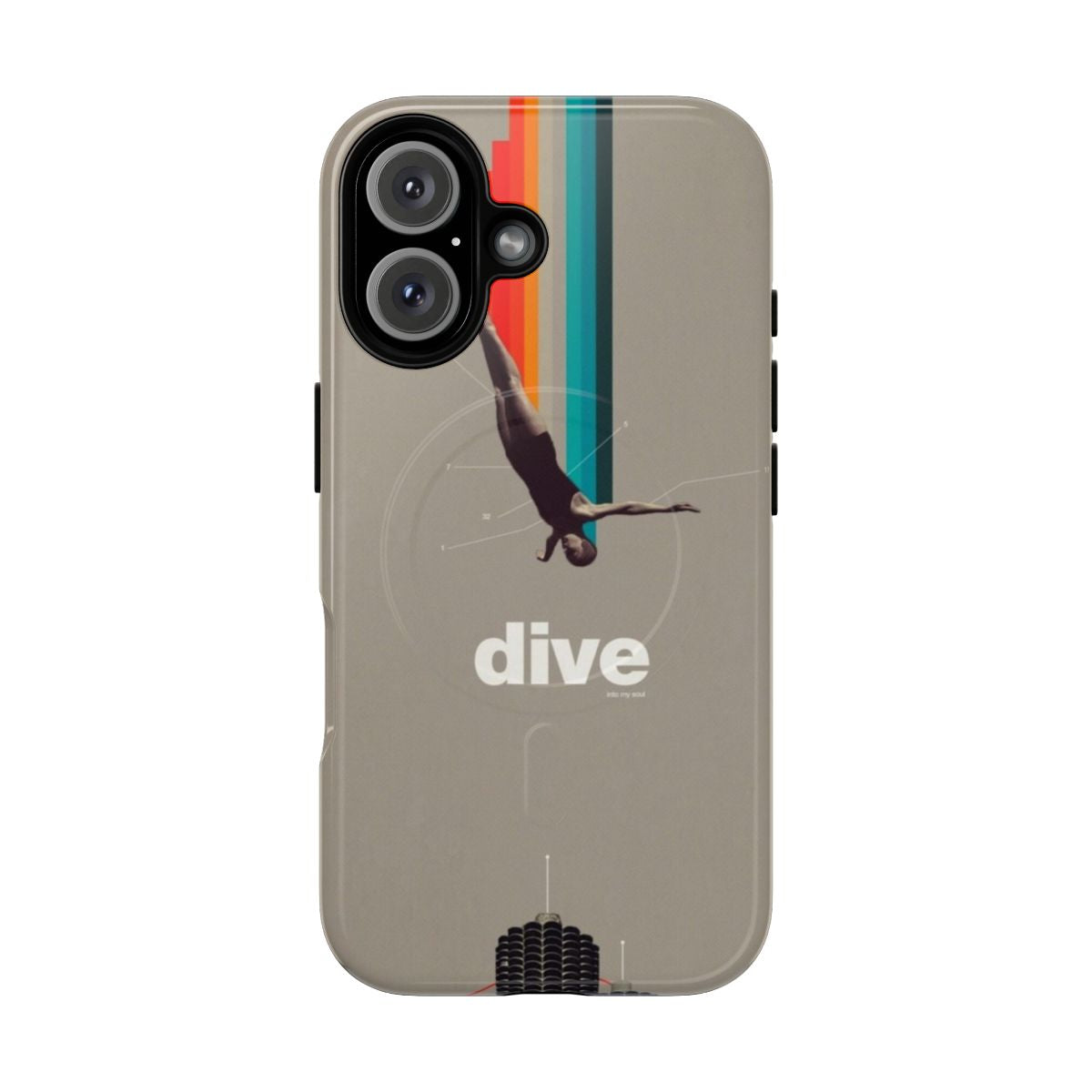 Retro vintage collage design featuring a diver, sea, and architecture on a magnetic tough phone case.