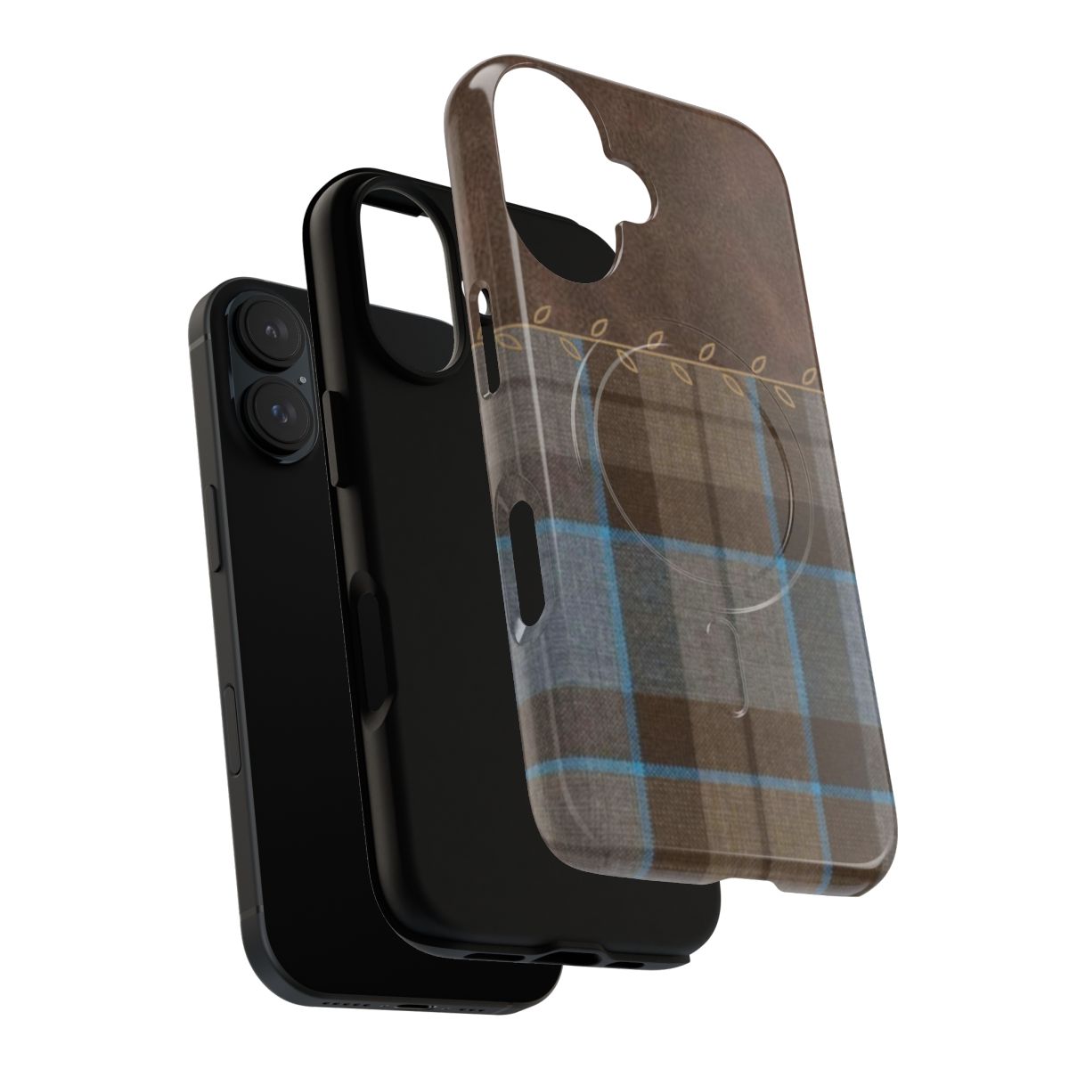 Outlander-inspired plaid and leather magnetic tough phone case - Layers