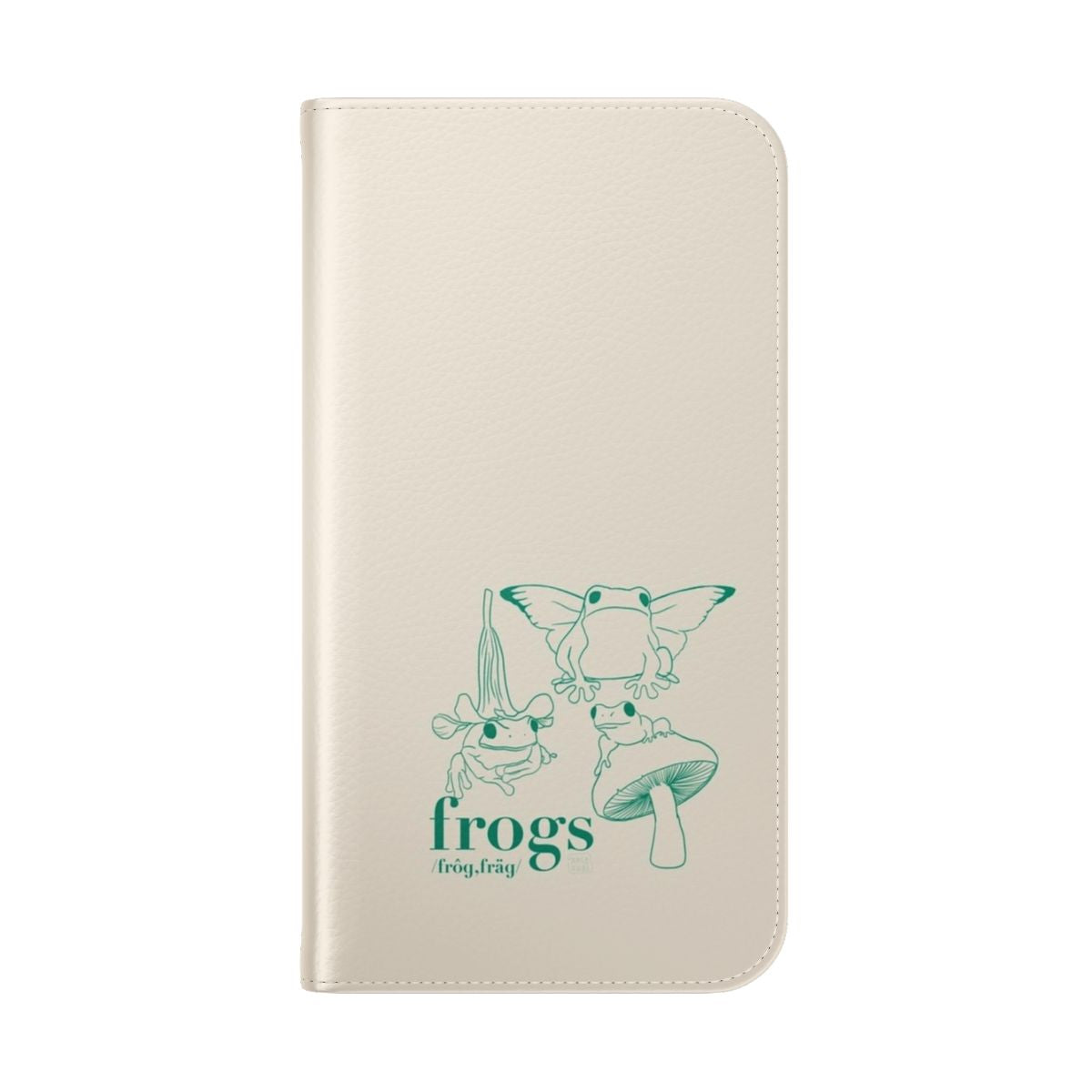 A vibrant green frog phone case with a nature-inspired design. - Folded Back