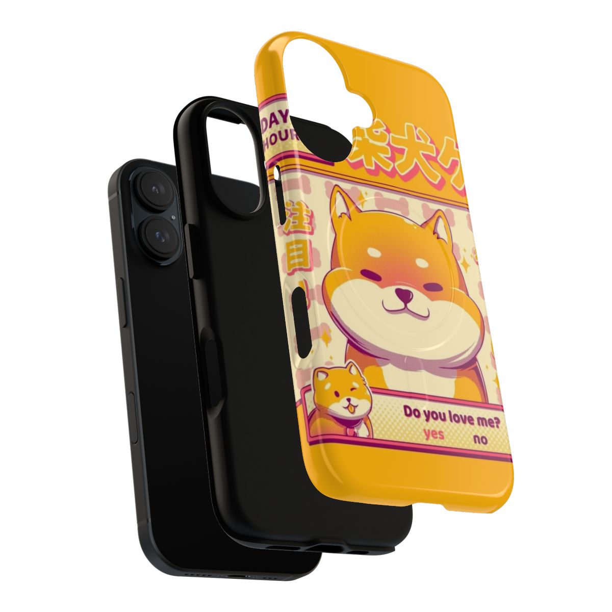 Magnetic tough phone case with a shiba inu design in a retro game style - Layers