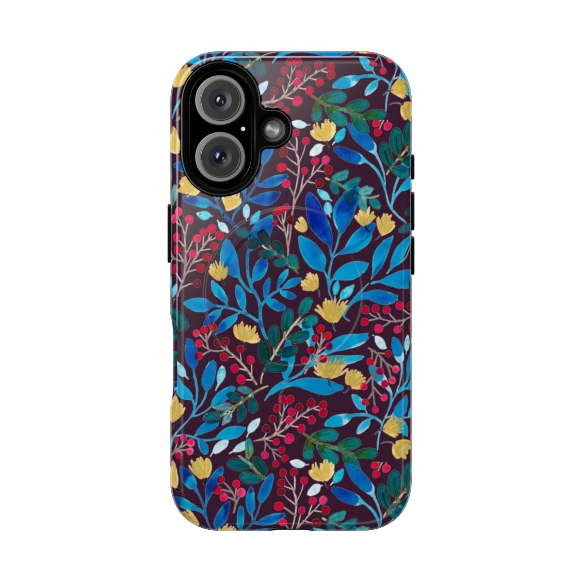 Autumnal floral pattern design on a magnetic tough phone case