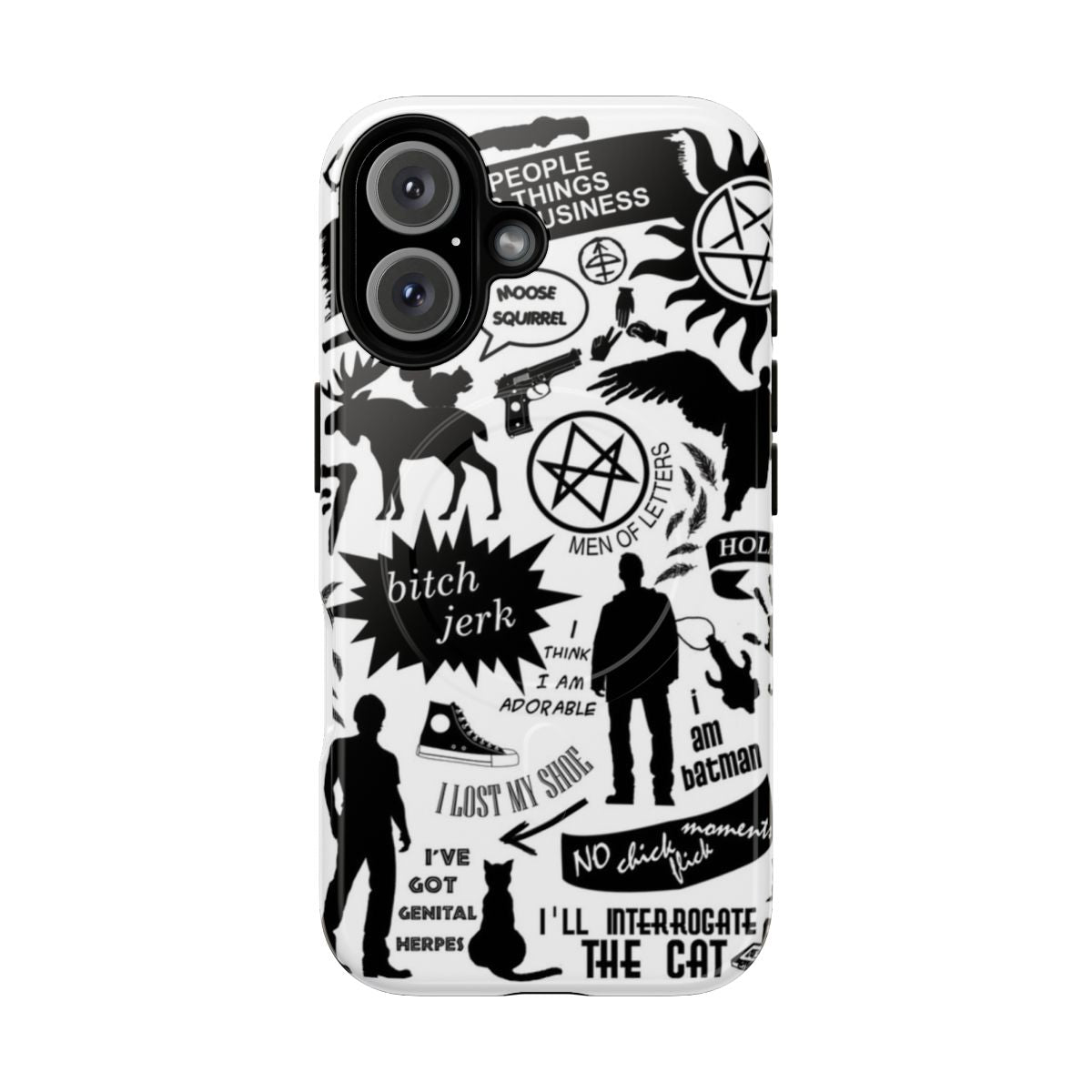 Protective phone case featuring supernatural-themed designs and symbols