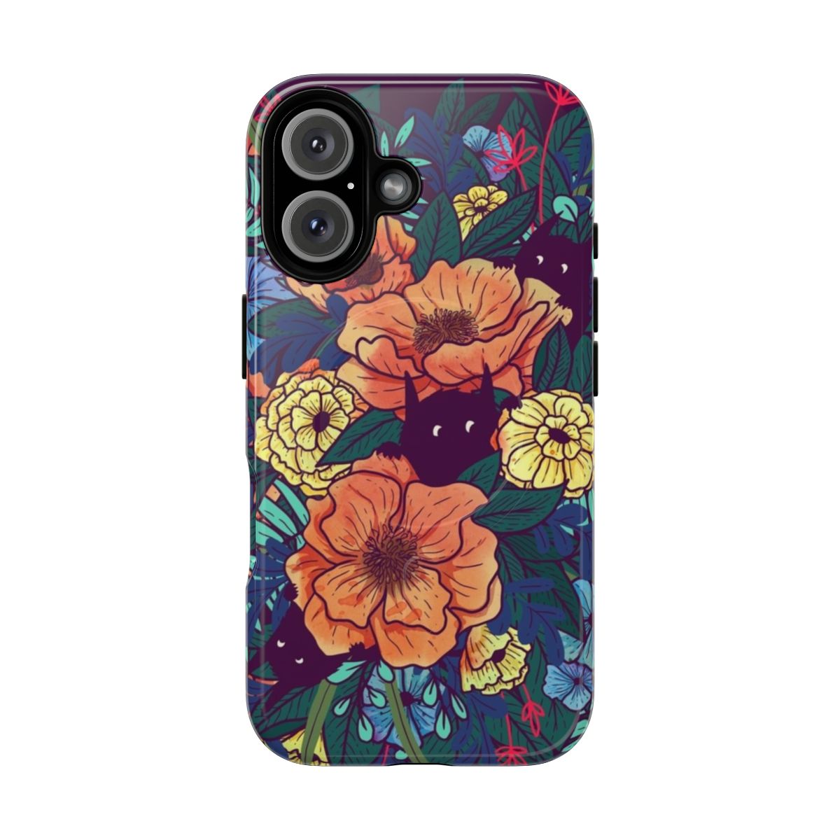 Colorful watercolor wild flowers on a tough, magnetic phone case