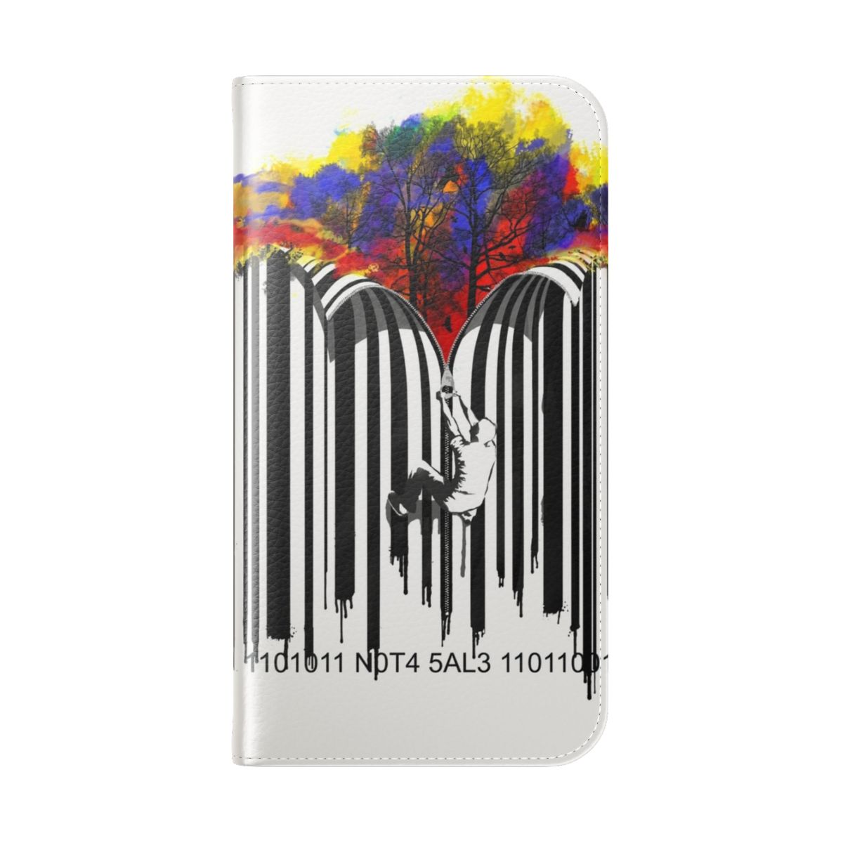 Colorful 3D flip phone case with a graffiti-style print design - Folded Back