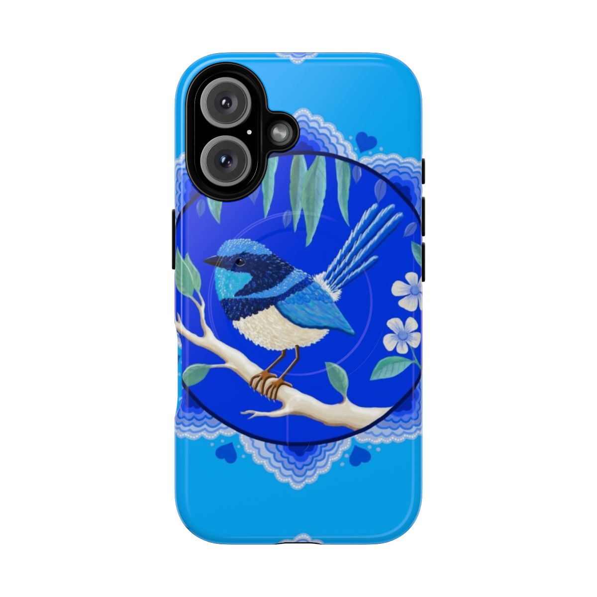 Splendid blue wren bird art on a durable magnetic phone case