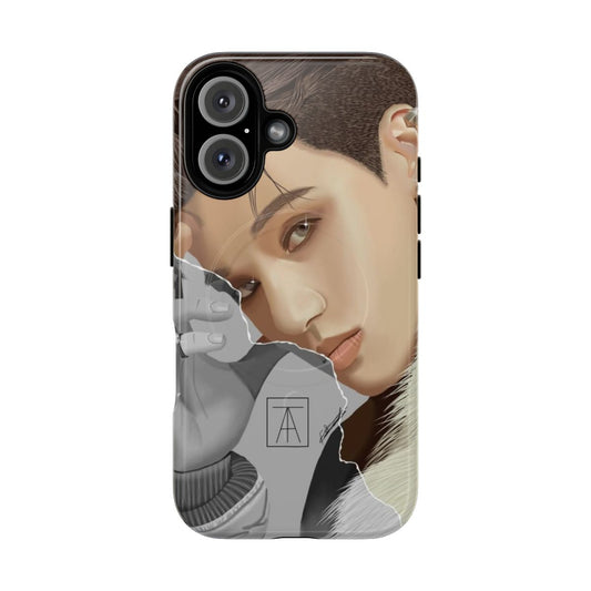 Customizable phone case featuring a portrait of ATEEZ member Wooyoung